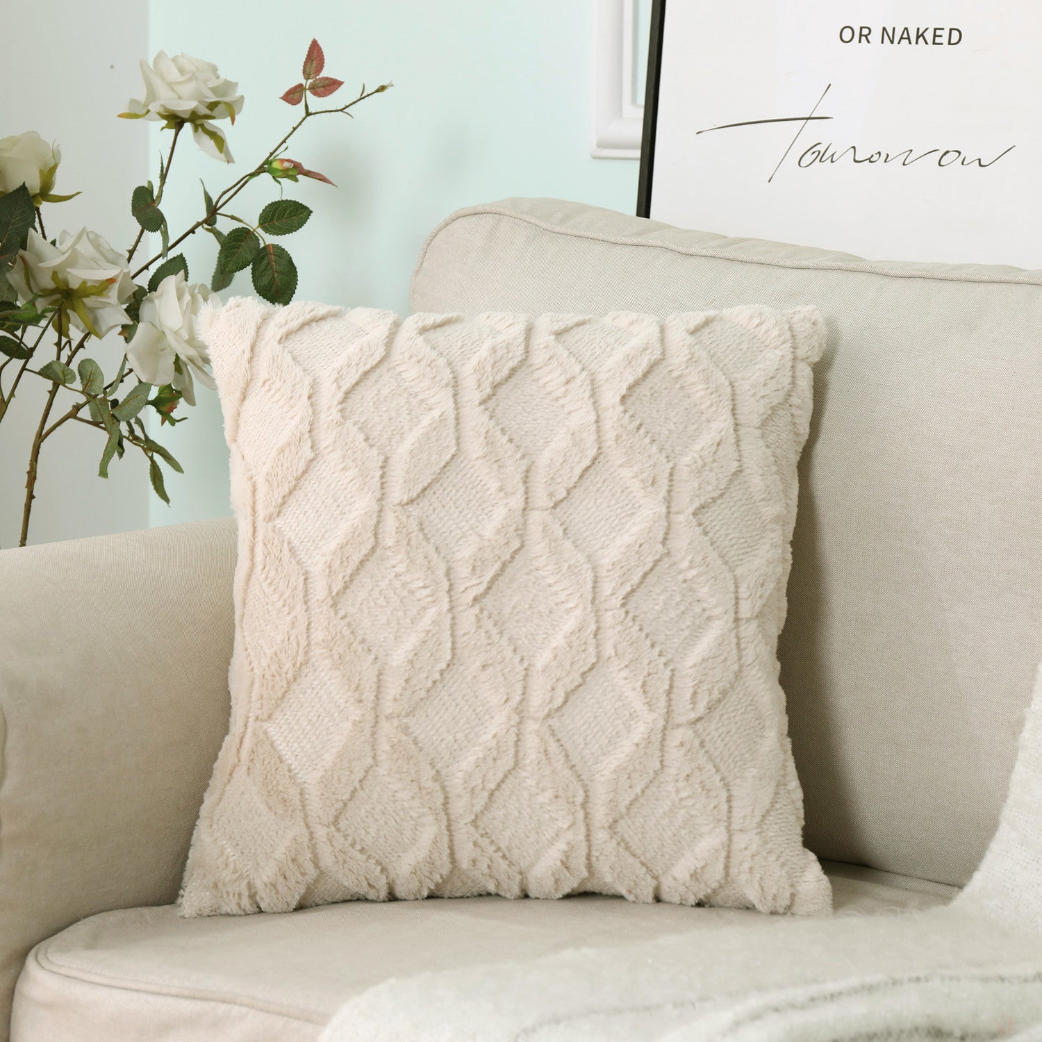 Super Soft Fluffy Plush Cushion Cover 18x18"