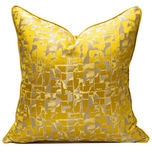 Designer Gold jacquard cushion cover, 18x18 inches (45x45 cm), luxury decorative square pillow cover for home decor, elegant textured fabric