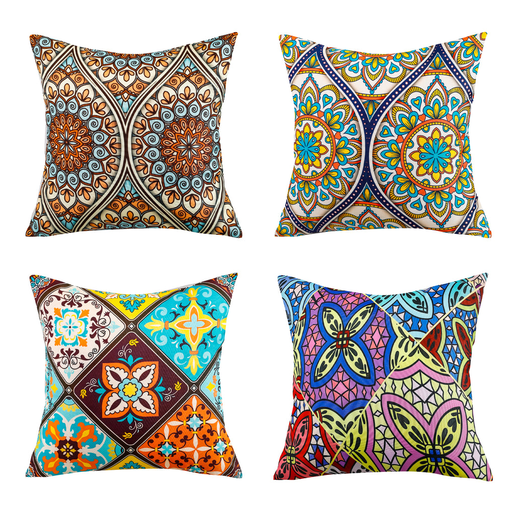 Bohemian Mandala waterproof cushion cover, 45x45 cm, vibrant design