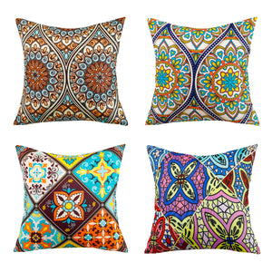 Bohemian Mandala waterproof cushion cover, 45x45 cm, vibrant design