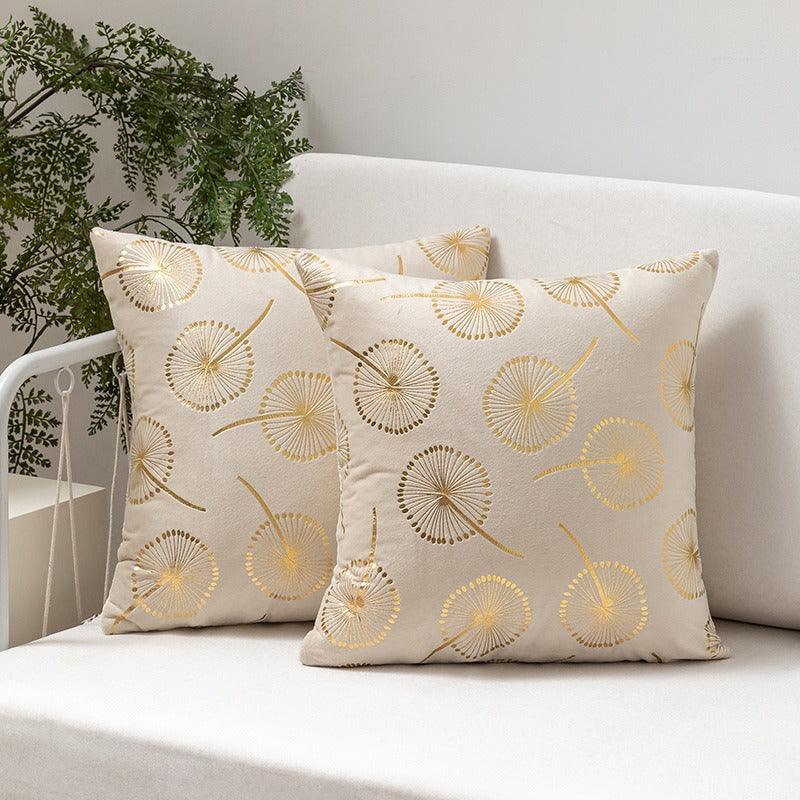 Star pattern velvet cushion cover (18x18 inches - 45x45 cm) in beige color