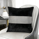Load image into Gallery viewer, Diamante Sparkle/Bling Black Colour Crushed Ice Velvet Square Cushion Cover
