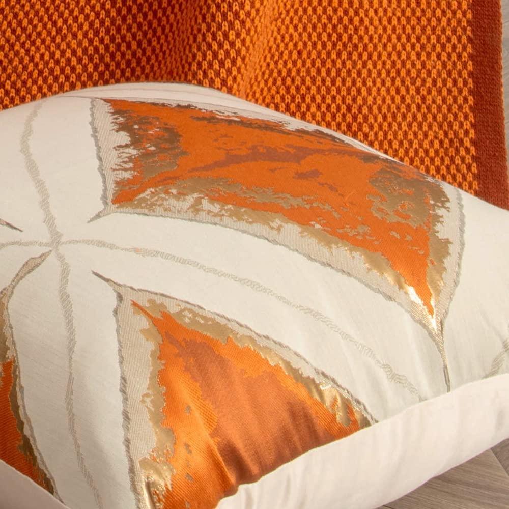 Square cushion cover with contemporary geometric pattern in orange and green, 45x45 cm