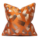 Load image into Gallery viewer, Designer orange jacquard cushion cover, 18x18 inches (45x45 cm), luxury decorative square pillow cover for home decor, elegant textured fabric
