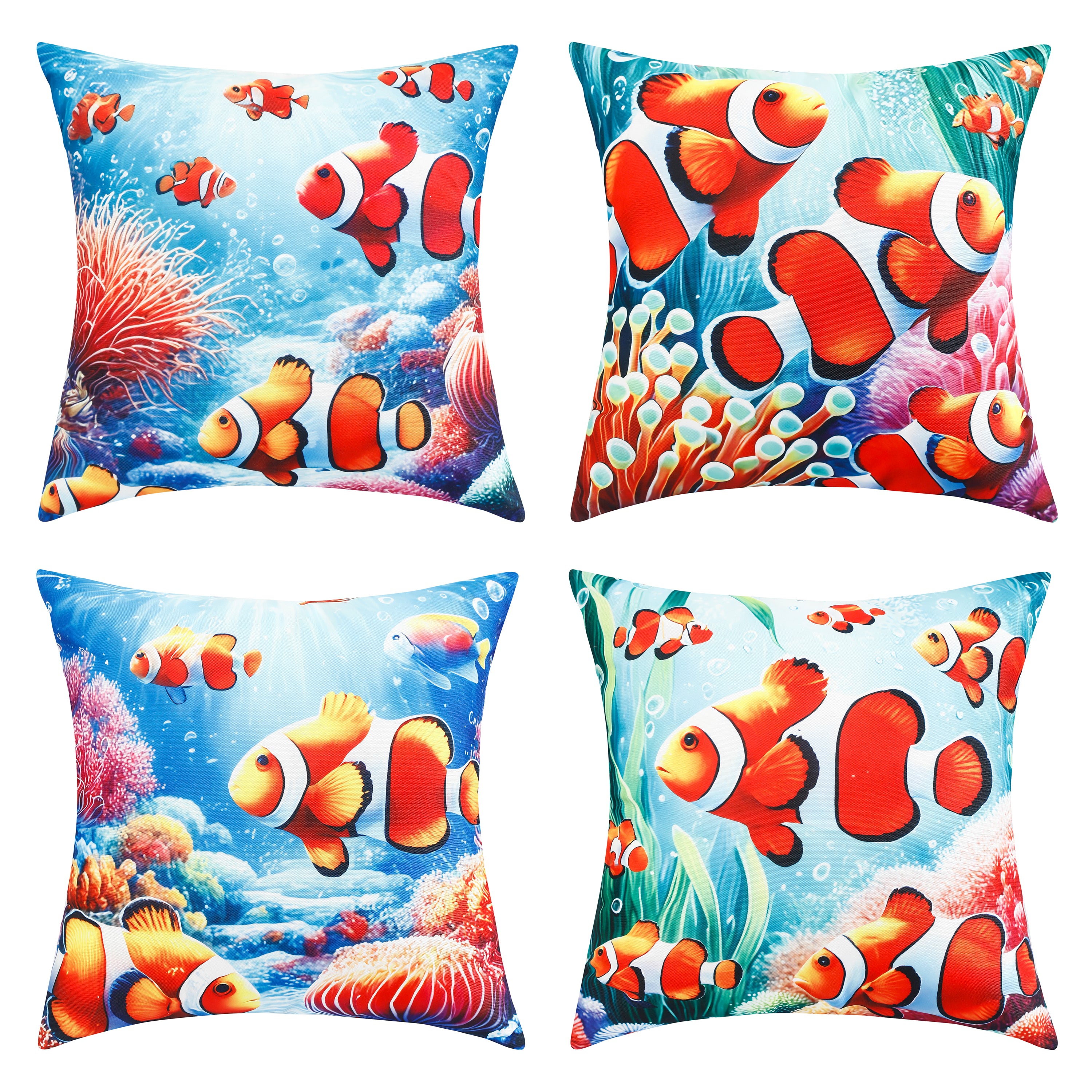 Waterproof Garden Cushion Covers - Marine-Themed Design 7 (Set of 4 - 45x45cm)