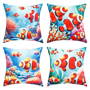 Waterproof Garden Cushion Covers - Marine-Themed Design 7 (Set of 4 - 45x45cm)