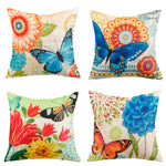 Load image into Gallery viewer, Colourful flower and butterfly print waterproof cushion cover for indoor and outdoor use
