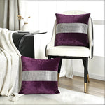 Load image into Gallery viewer, Diamante Sparkle/Bling Purple Colour Crushed Ice Velvet Square Cushion Cover
