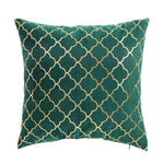 Load image into Gallery viewer, Luxury square cushion cover in soft velvet with gold scale pattern, orange and green design
