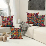 Load image into Gallery viewer, Bohemian mandala cushion covers set of 4 in colourful patchwork designs
