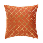 Load image into Gallery viewer, Modern velvet cushion cover with gold scales and vibrant orange and green hues, 45x45 cm
