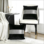 Load image into Gallery viewer, Diamante Sparkle/Bling Black Colour Crushed Ice Velvet Square Cushion Cover
