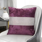 Load image into Gallery viewer, Diamante Sparkle/Bling Purple Colour Crushed Ice Velvet Square Cushion Cover
