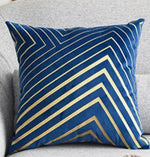 Load image into Gallery viewer, Gold Striping Embroidered Velvet Cushion Cover (18x18" - 45x45 cm)
