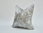 Load image into Gallery viewer, Luxury silver jacquard silk cushion cover with metallic abstract pattern

