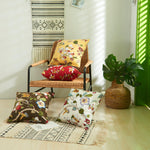 Load image into Gallery viewer, Polyester cotton cushion cover with vibrant floral design, 18x18 inches
