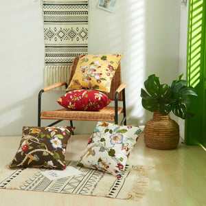 Polyester cotton cushion cover with vibrant floral design, 18x18 inches