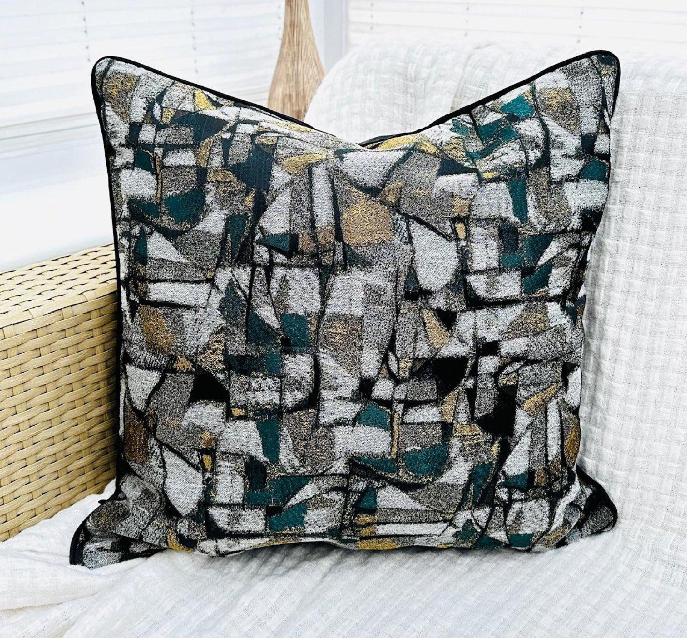 Luxury Jacquard Silk-Style Cushion Cover Design 67 - Decorative Throw Pillowcase