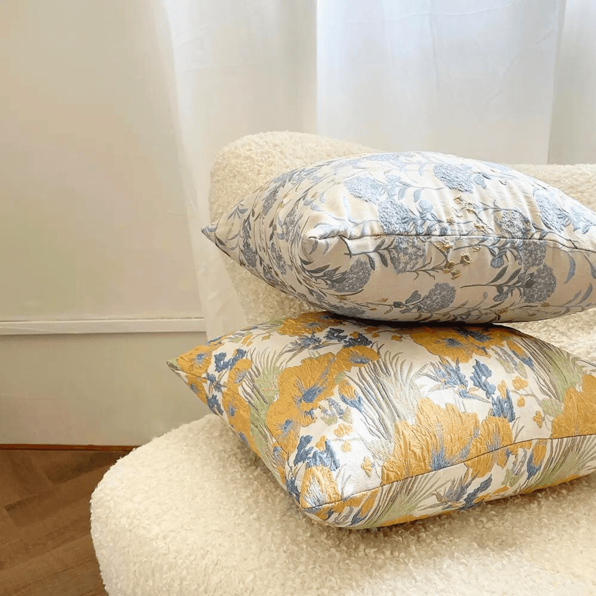 Designer Fabric Flower Pattern Cushion Covers 45cm x 45cm 18x18 Inches