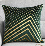 Load image into Gallery viewer, Gold Striping Embroidered Velvet Cushion Cover (18x18" - 45x45 cm)
