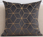 Load image into Gallery viewer, Gold Plaid Velvet Cushion Cover (18x18" - 45x45 cm)

