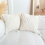 Load image into Gallery viewer, Rustic bohemian-style pure cotton cushion cover with tufted pattern and tassels
