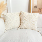 Load image into Gallery viewer, Close-up of custom boho tassel style cushion cover for living room decor
