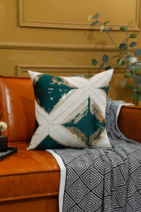 Polyester Modern Geometric Green Square Living Room Cushion Cover