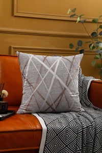 Abstract Lines Geometric Pattern Chenille Cushion Covers 45cm x 45cm 18x18 Inches