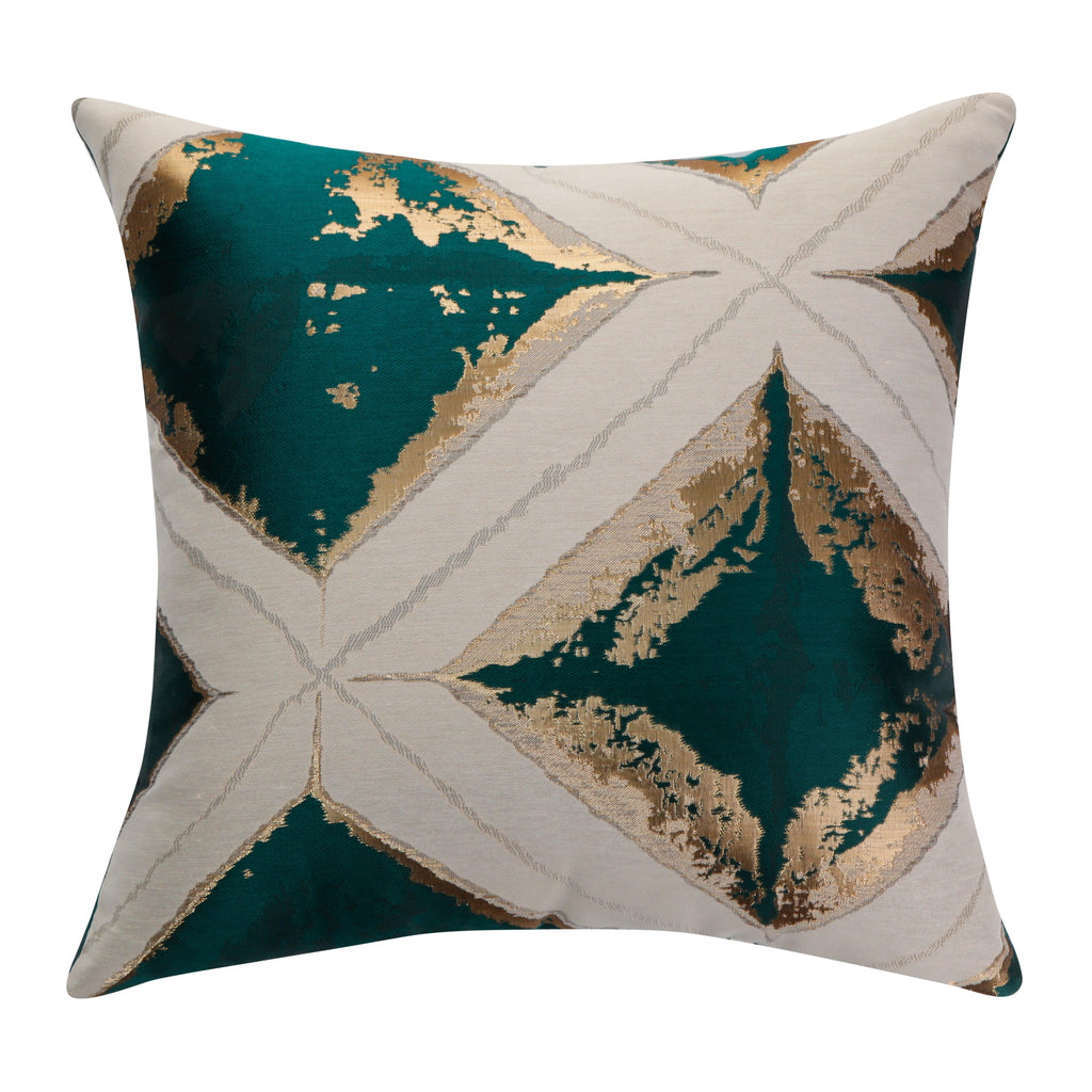 Polyester Modern Geometric Green Square Cushion Cover