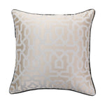 Load image into Gallery viewer, Designer jacquard silk cushion cover with black piping and geometric design, 18x18 inches (45x45 cm), luxury decorative pillow for elegant home decor
