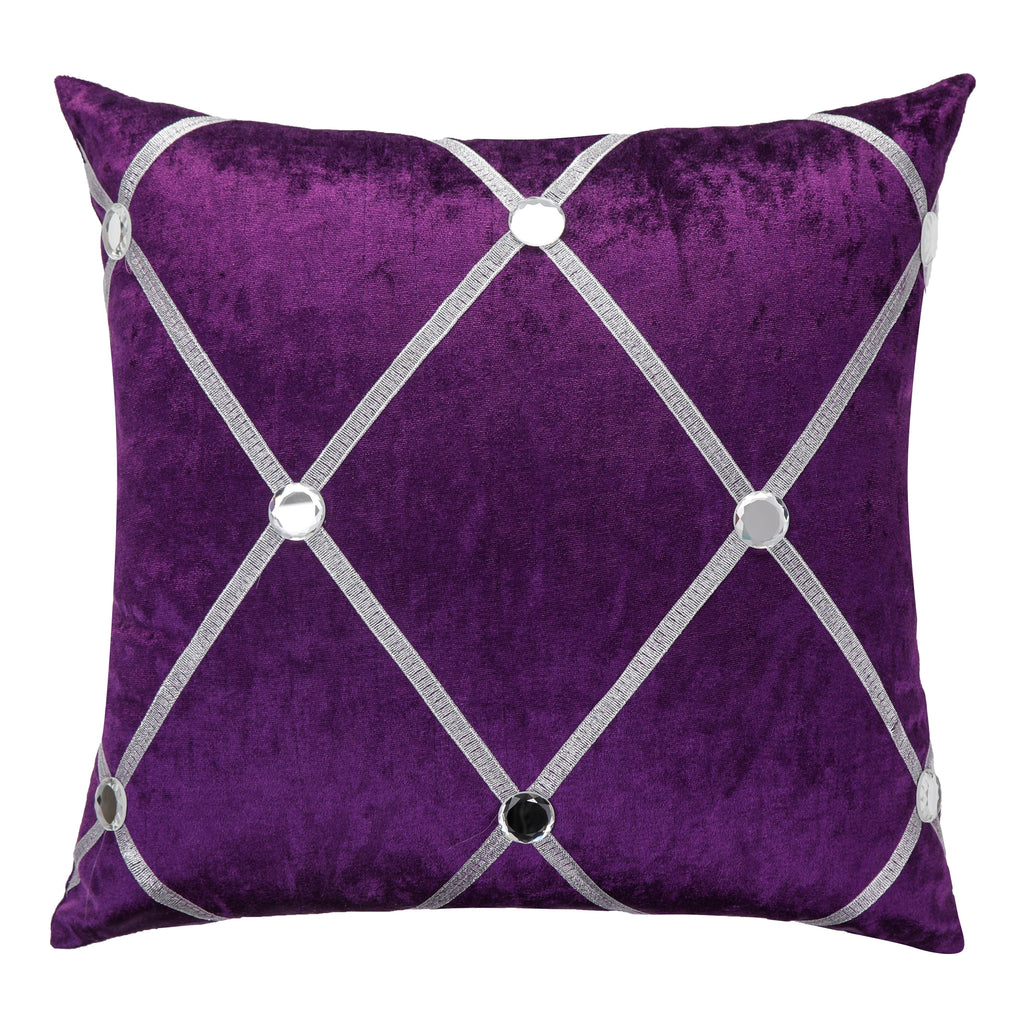 Glamorous 18x18 inches cushion cover with purple bling and crushed velvet