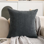 Load image into Gallery viewer, Square grey corduroy cushion cover with a soft, textured fabric
