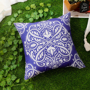 Bohemian Mandala waterproof cushion cover, 45x45 cm, vibrant design.