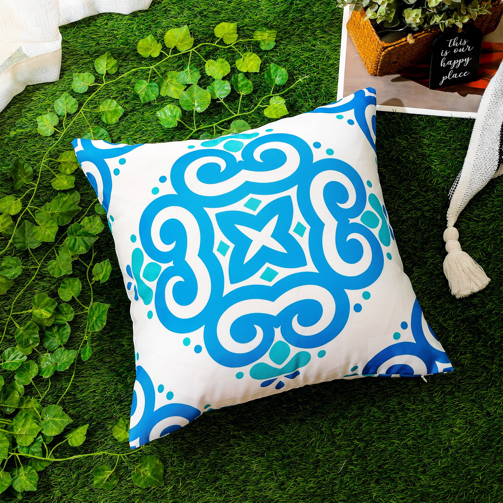 Modern Geometric Moroccan Abstract Waterproof Cushion Cover  - (Set of 4 - 45x45cm)