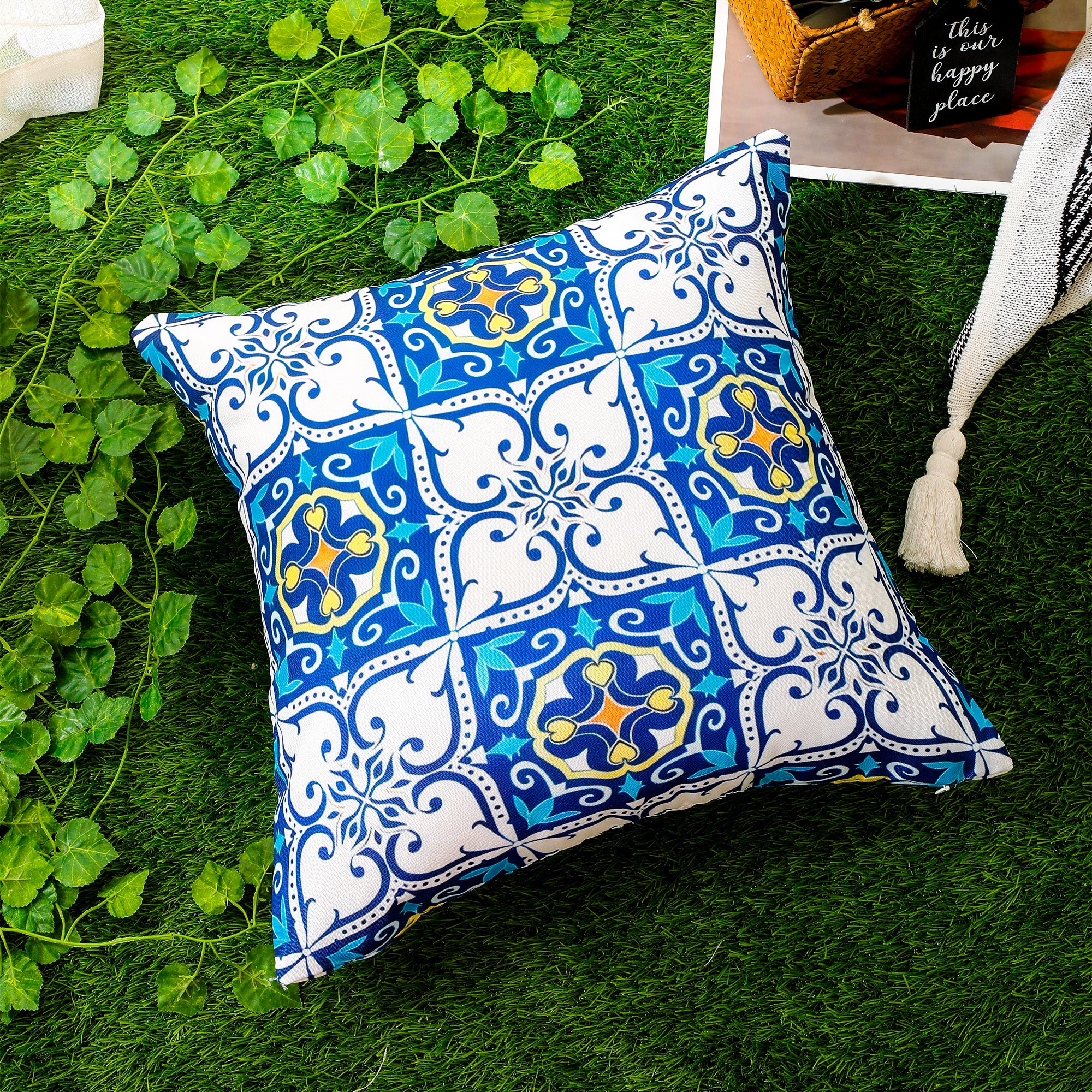 Modern Geometric Moroccan Abstract Waterproof Cushion Cover  - (Set of 4 - 45x45cm)