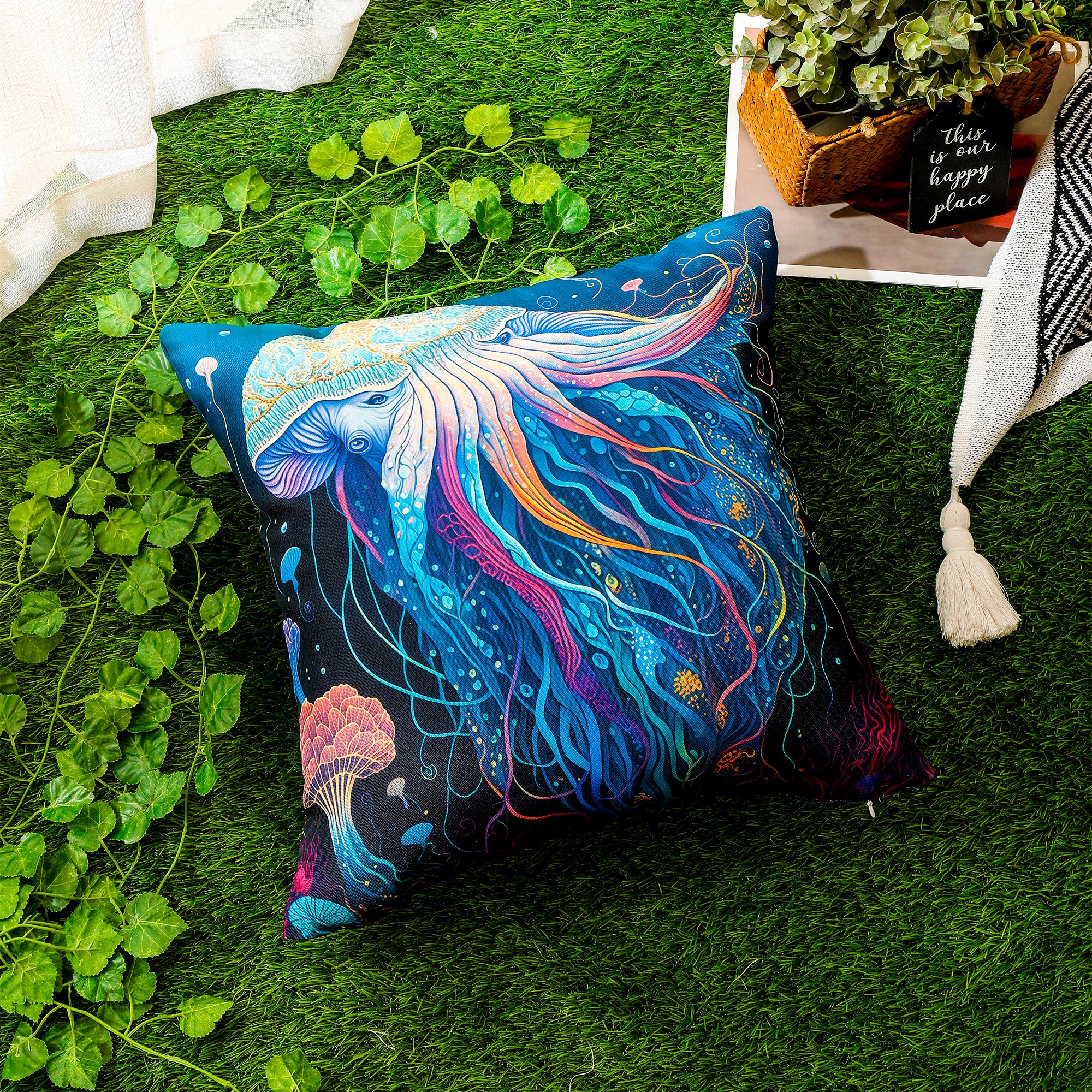 RKAAS HOME waterproof garden cushion covers with marine-themed design - 45x45 cm