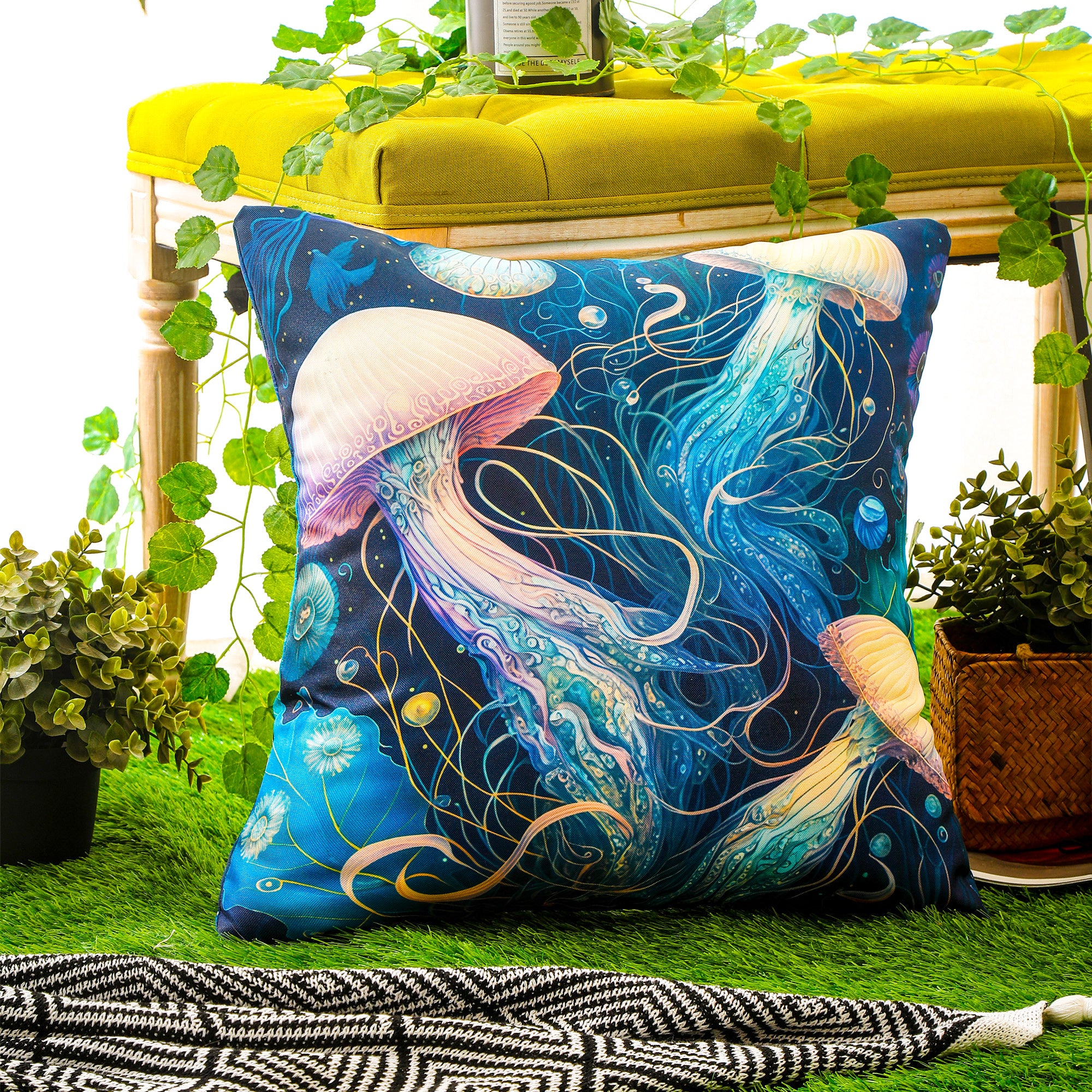 Nautical ocean-inspired waterproof cushion covers for outdoor and patio decor
