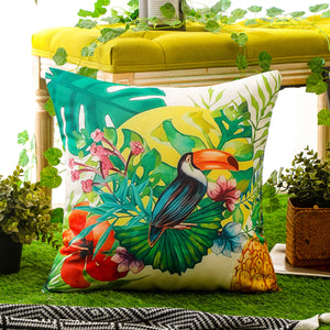 Elegant and artistic bird-themed pillowcase, suitable for indoor and outdoor cushions.