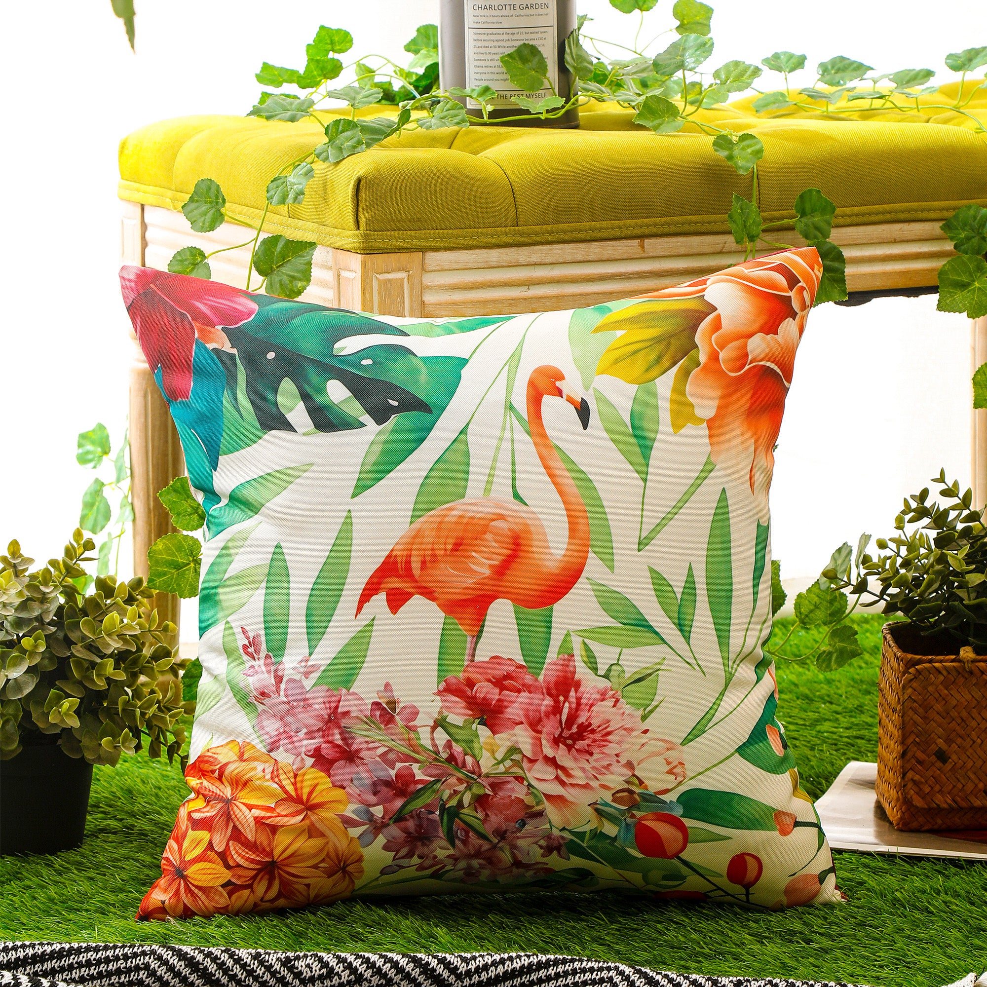Bright and lively bird print cushion cover, perfect for adding a splash of colour to any space.