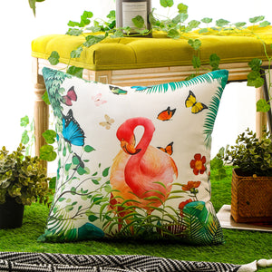 Vibrant bird print waterproof cushion cover with a nature-inspired design for indoor and outdoor use
