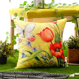 Stylish and weather-resistant flower and bird cushion cover, perfect for patios and sofas.