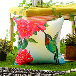 Waterproof and durable bird-themed cushion cover with bright, eye-catching colours.