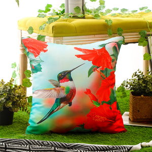Stylish outdoor cushion cover with a multicolour bird print, ideal for sofas, chairs, and garden seating.