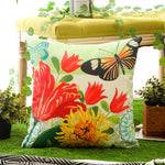 Load image into Gallery viewer, Durable and fade-resistant cushion cover with a stylish butterfly and flower design.
