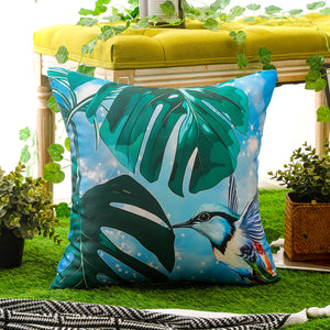 Nature-inspired set of 4 bird print throw pillow covers with waterproof fabric.