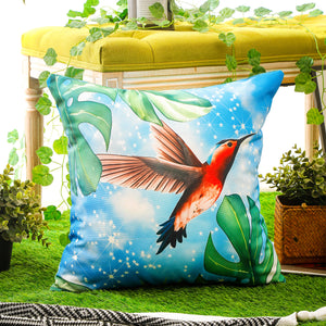 Durable and waterproof bird design pillow cover set for indoor and outdoor furniture.