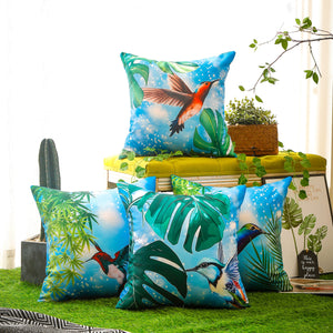 Vibrant bird-themed waterproof cushion cover set, perfect for home and garden décor.