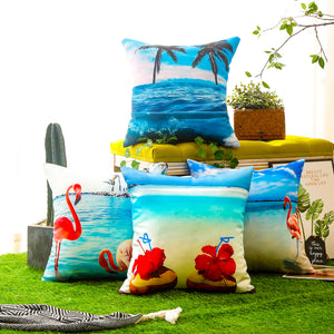 Durable and waterproof marine-themed pillow cover set for beach and coastal décor
