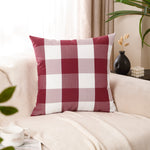 Load image into Gallery viewer, Square burgundy and white buffalo check cushion cover

